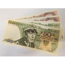 POLAND 1975-1988 . FIFTY 50 and ONE HUNDRED 100 ZLOTYCH BANKNOTES